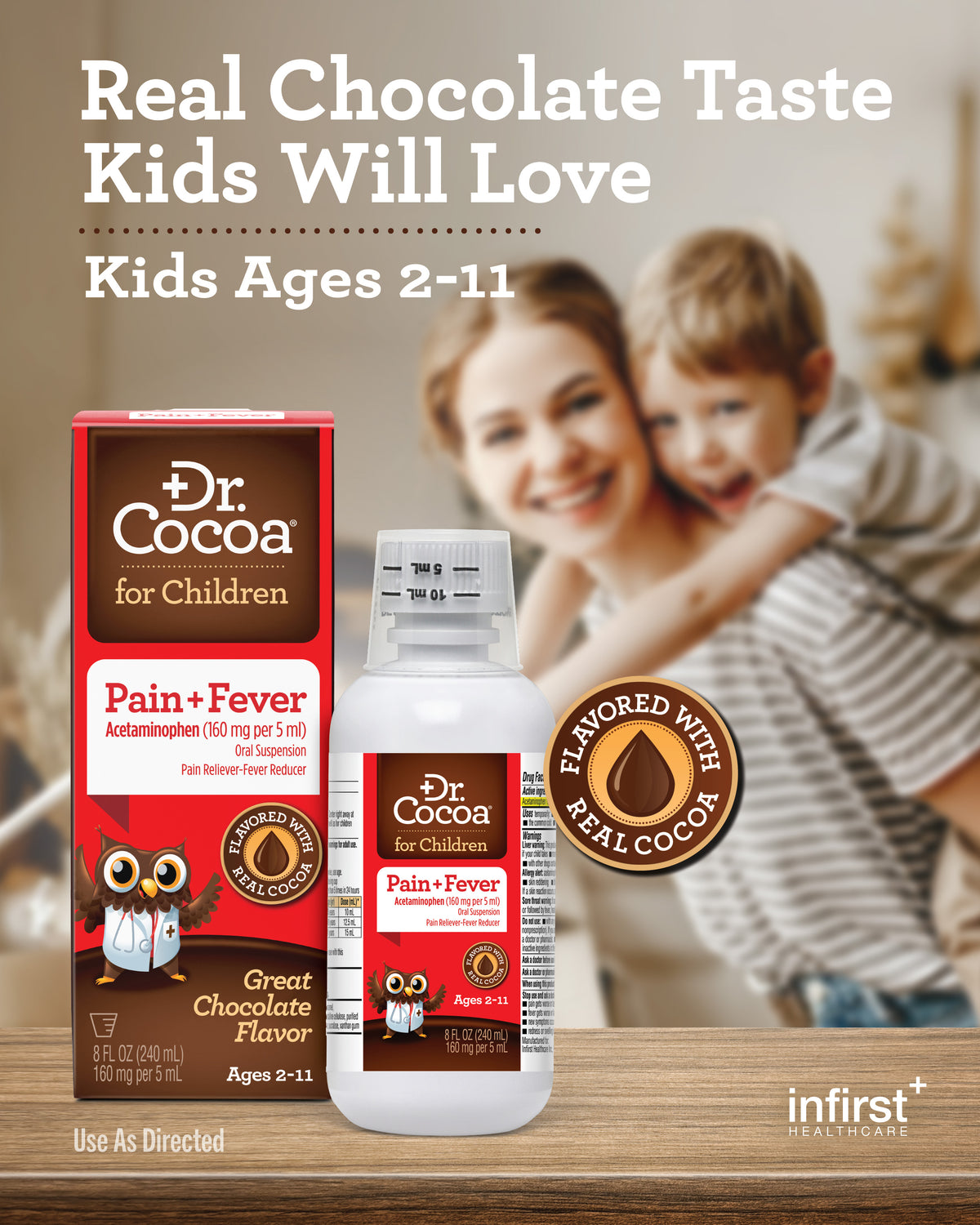 Dr. Cocoa® for Children - Pain Relief & Fever Reducer, 8 FL OZ (240mL)